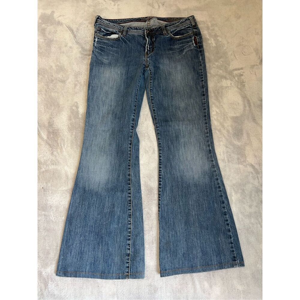 VINTAGE 00s y2k Silver Jeans Low Rise PRISM Flare Bootcut